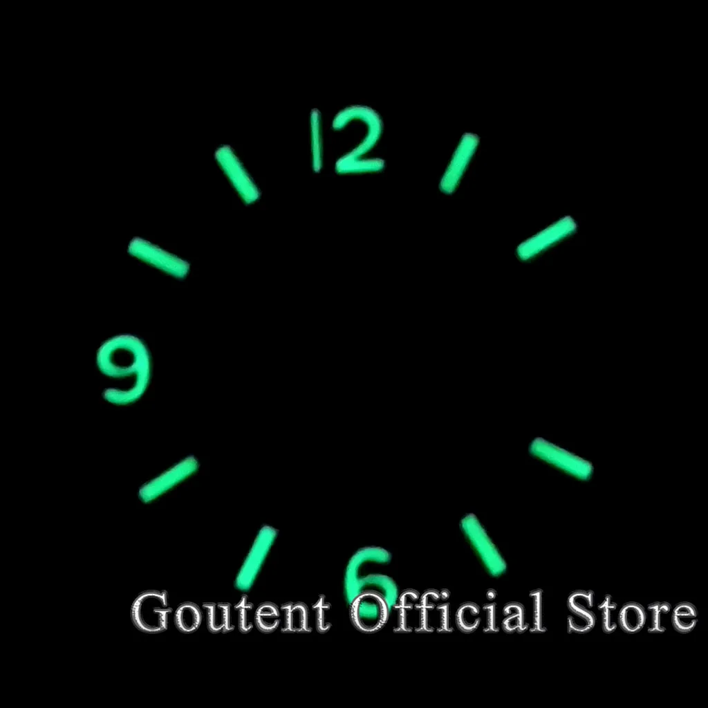 Goutent 29mm Blue Green Black Sterile Watch Dial Green Luminous Fit NH35 NH36 Movement Watch Face