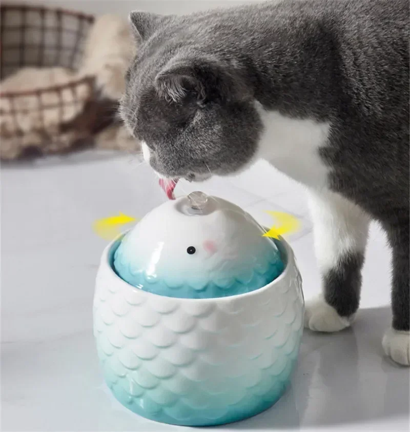 Ceramic Water Fountain For Cat,Dog Drinking Bowl,Pet Water Dispenser,Cat Drinker,Indoor Decor,Automatic Pet Water Fountain USB