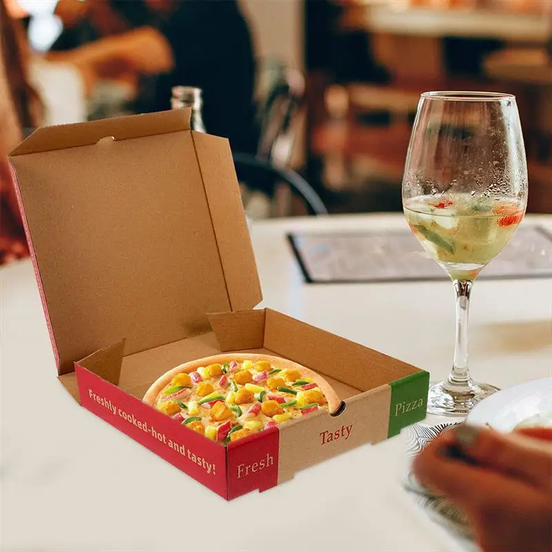 10pcs 7 Inch Pizza Packing Box Folding Packaging Box Pizza Paper Box Pizza Wrapping Case Food-Grade Paper Pizza Takeaway Box