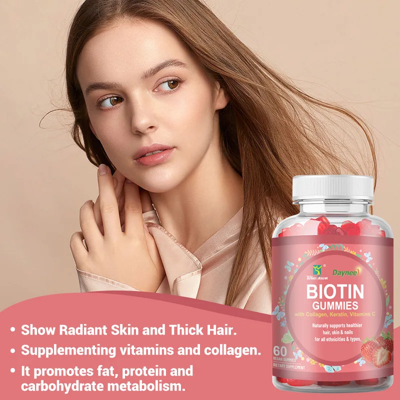 60 Capsules Biotin Soft Candy Improves Skin Nail Health While Promoting Hair Growth Enhancing Skin Elasticity Health Food