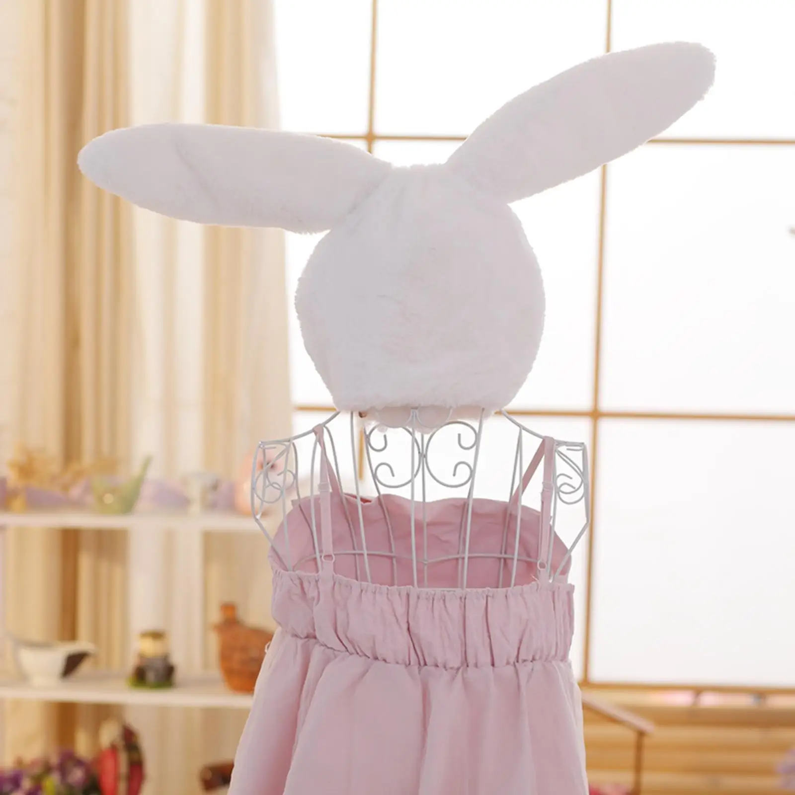 Warme Hasenohren-Kapuzenmütze, Plüsch-Kopfbedeckung für Damen und Mädchen, Winter-Tierkostüm, Fotodekoration