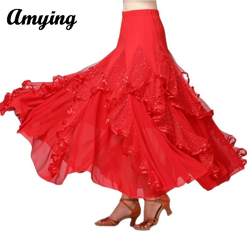 

Women Modern dance Large Swing Skirt National Standard Dance Professional Competition Performance Practice Dress Social Dance