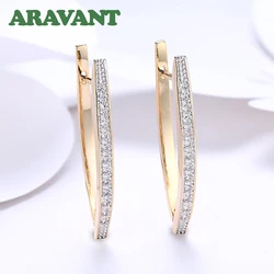 Aravant 925 Silver 18K Gold Cubic Zirconia Big Hoop Earrings For Women Fashion Jewelry