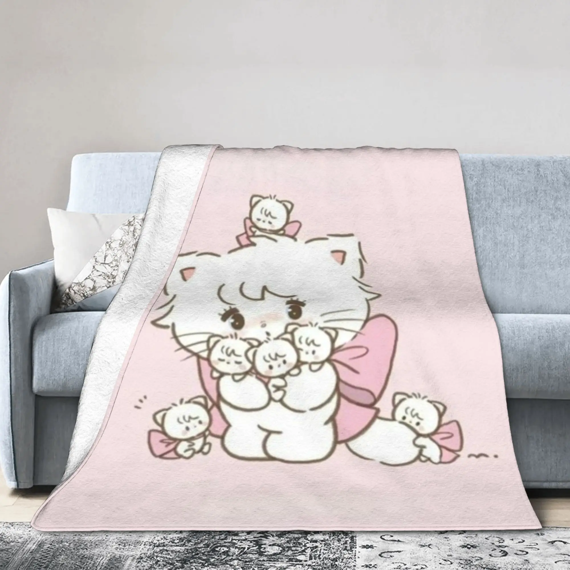Mikkos Cute Cat Blankets Coral Fleece Plush Multifunction Super Warm Throw Blankets for Bedding Couch Plush Thin Quilt