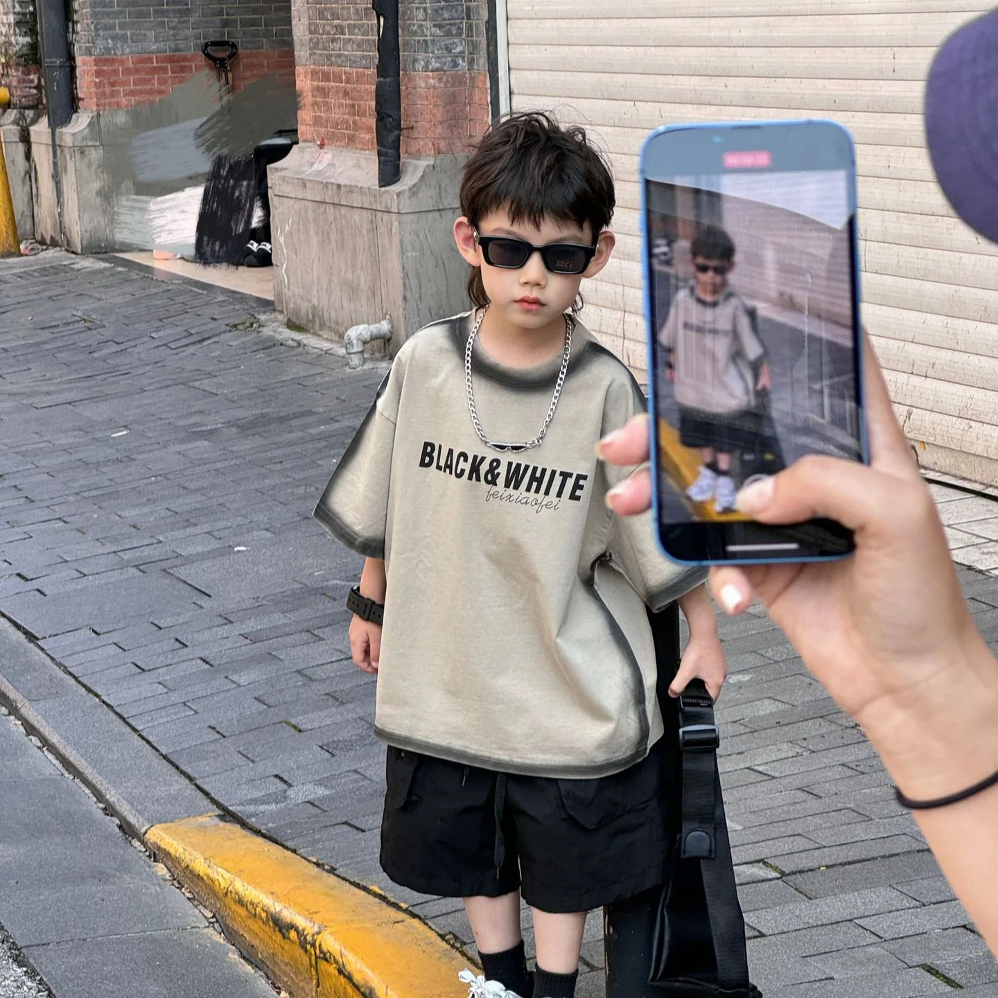 Fashion Boys Top 2024 Summer New Korean Edition Boys Fashion Letter T-shirt Children's Short Sleeve Trendy Children's Wear