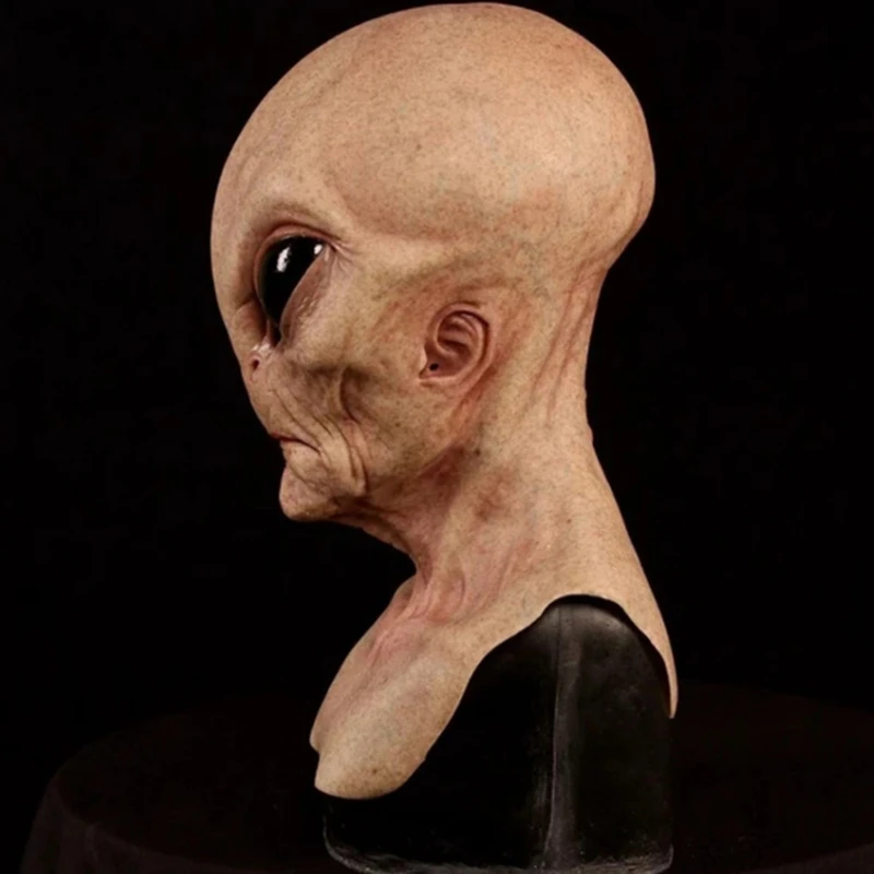 Halloween przerażające lateksowe UFO duże oczy Alien maska na całą głowę dla dorosłych kostium na bal przebierańców Cosplay maska obcy