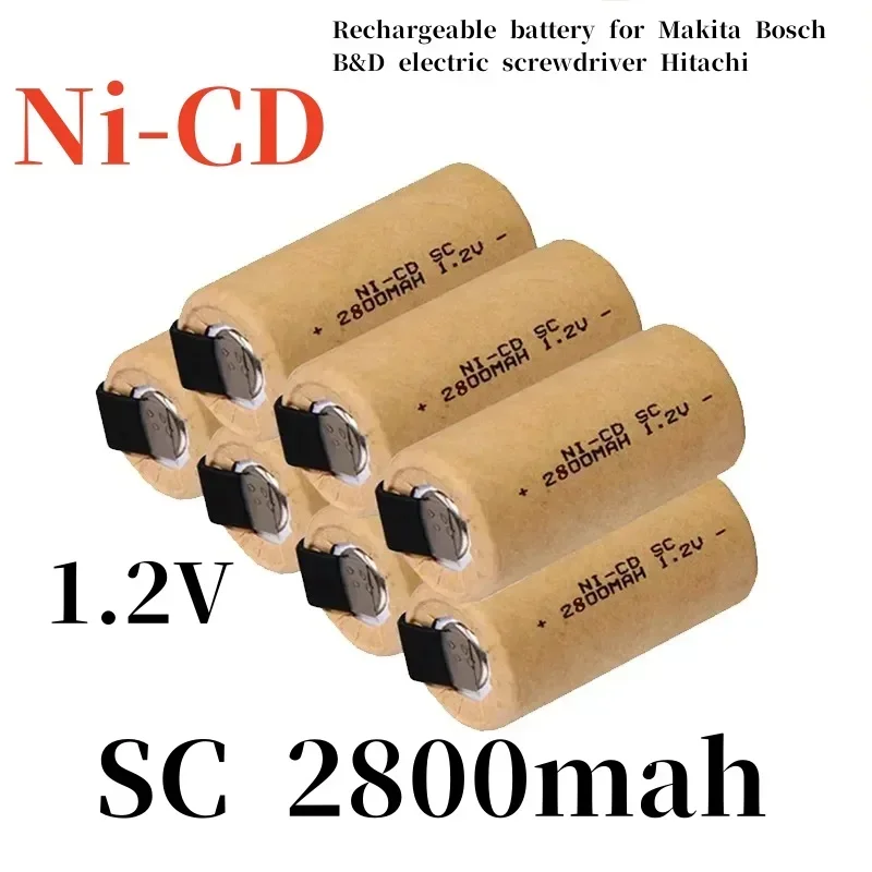 

2024New SC 2800mah 1.2v battery NI-CD rechargeable batteries for makita bosch B&D Hitachi metabo dewalt for electric screwdriver