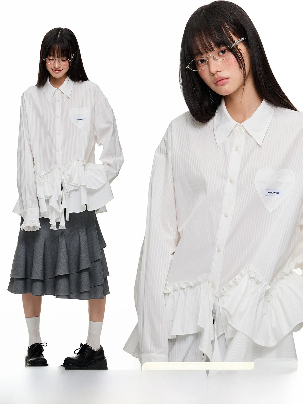 

JIKOO Белые свободные женские полосатые брюки Long Sve, оригинальный дизайн, нерегулярные плиссированные дышащие тонкие хлопковые брюки из полиэстера...