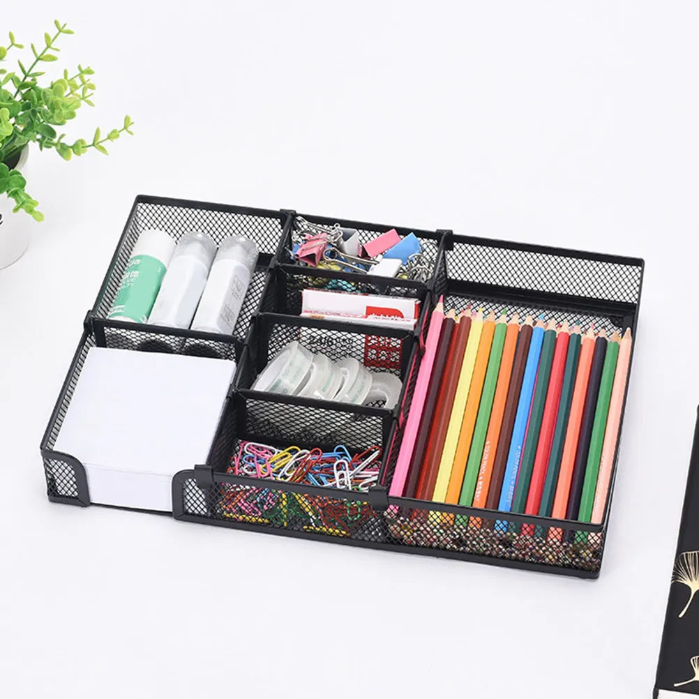 

Металлический сетчатый органайзер для офиса DIY: многосекционный настольный лоток для хранения канцелярских принадлежностей