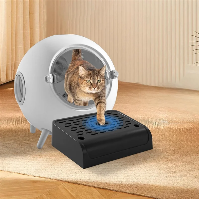 

ABHG-Cat Litter Box Ramp With Filter Function, Double Layered Self-Cleaning Cat Litter Box Litter Trapper With Storage