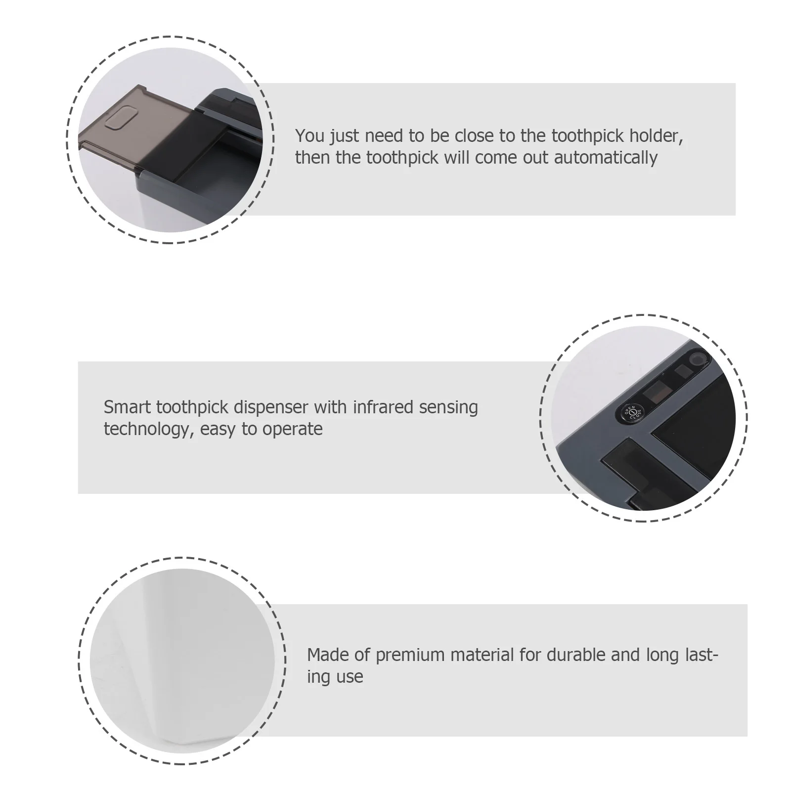 

Automatic Toothpick Box Infrared Sensor Smart Dispenser Pop-Up Design Moisture-Proof Practical for Home Hotel Use