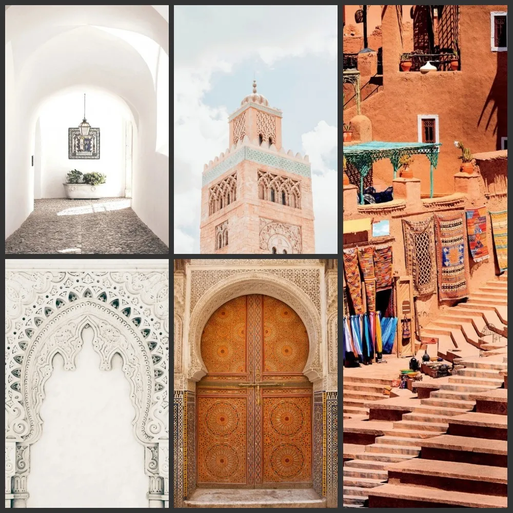 Bohemian Oil Painting On Canvas Print Poster Moroccan Door Wall Art Picture Marrakech Architecture Poster Living Room Decorat