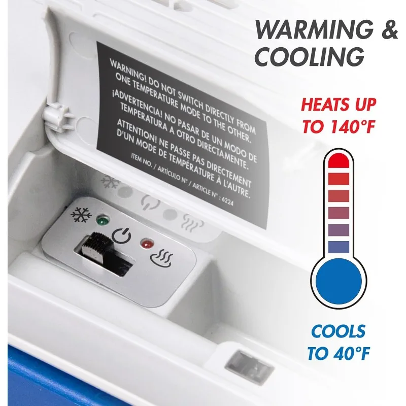 Wagan EL6224 12V Personal Thermoelectric Cooler/Warmer, 24 Liter Capacity, Portable Electric Car Cooler Warmer with 12/24V DC