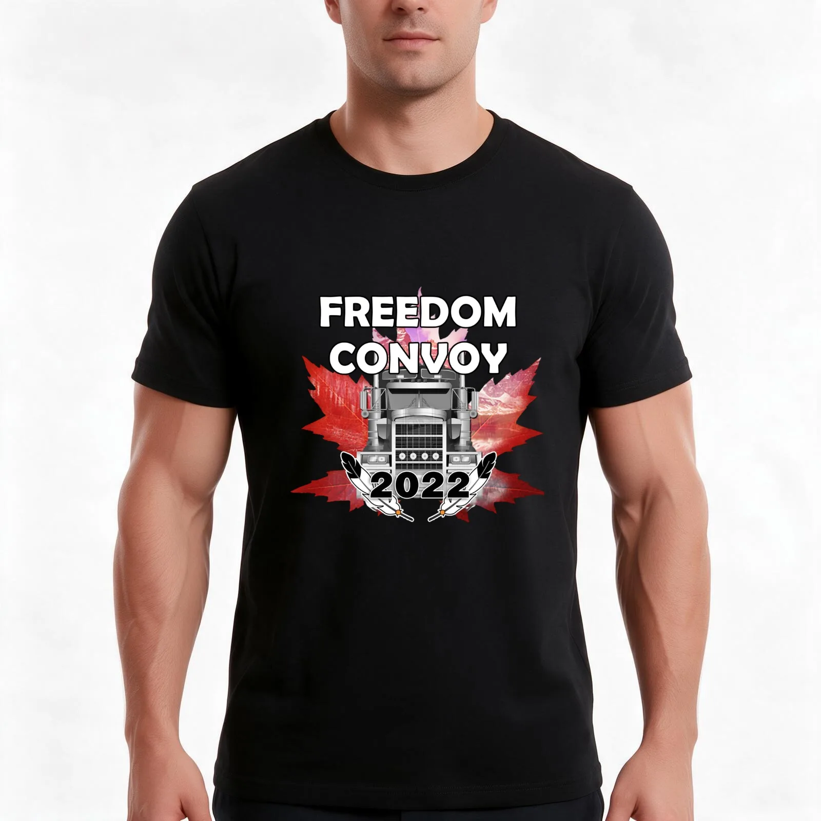 Freedom Convoy T-Shirt, Summer Casual Cotton Tee, Oversized Streetwear Tops, Vintage Graphic Print, Loose Fit Short Sleeve