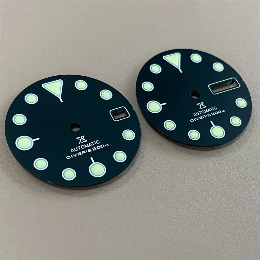 NH35 Dial C3 Green Luminous 28.5mm Single/Double Calendar Dial Fits for NH35 NH36 4R36 Automatic Movement SKX007 Watch Faces