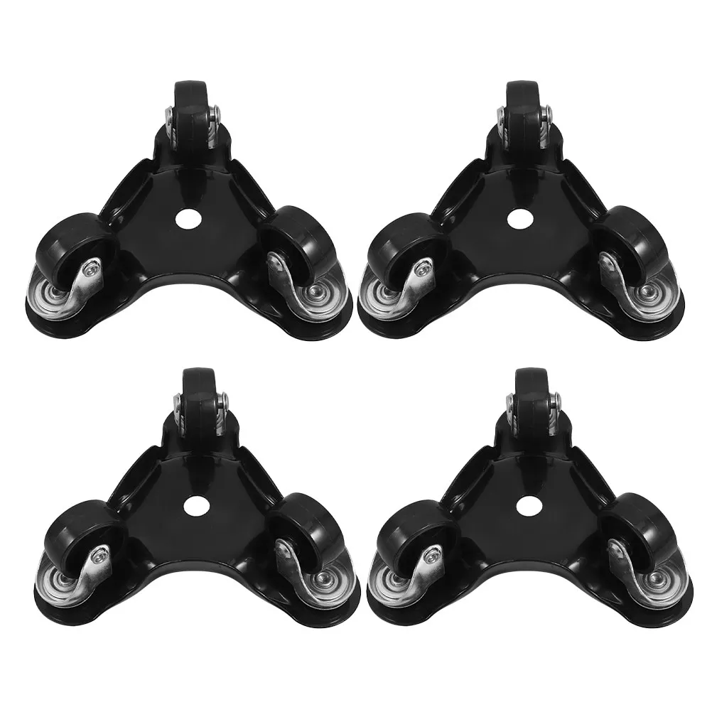 4Pcs Heavy Duty 3-Wheel Furniture Dolly Set Triangular Swivel Casters for Heavy Cabinets Appliances Hardwood Tile Floors Moving