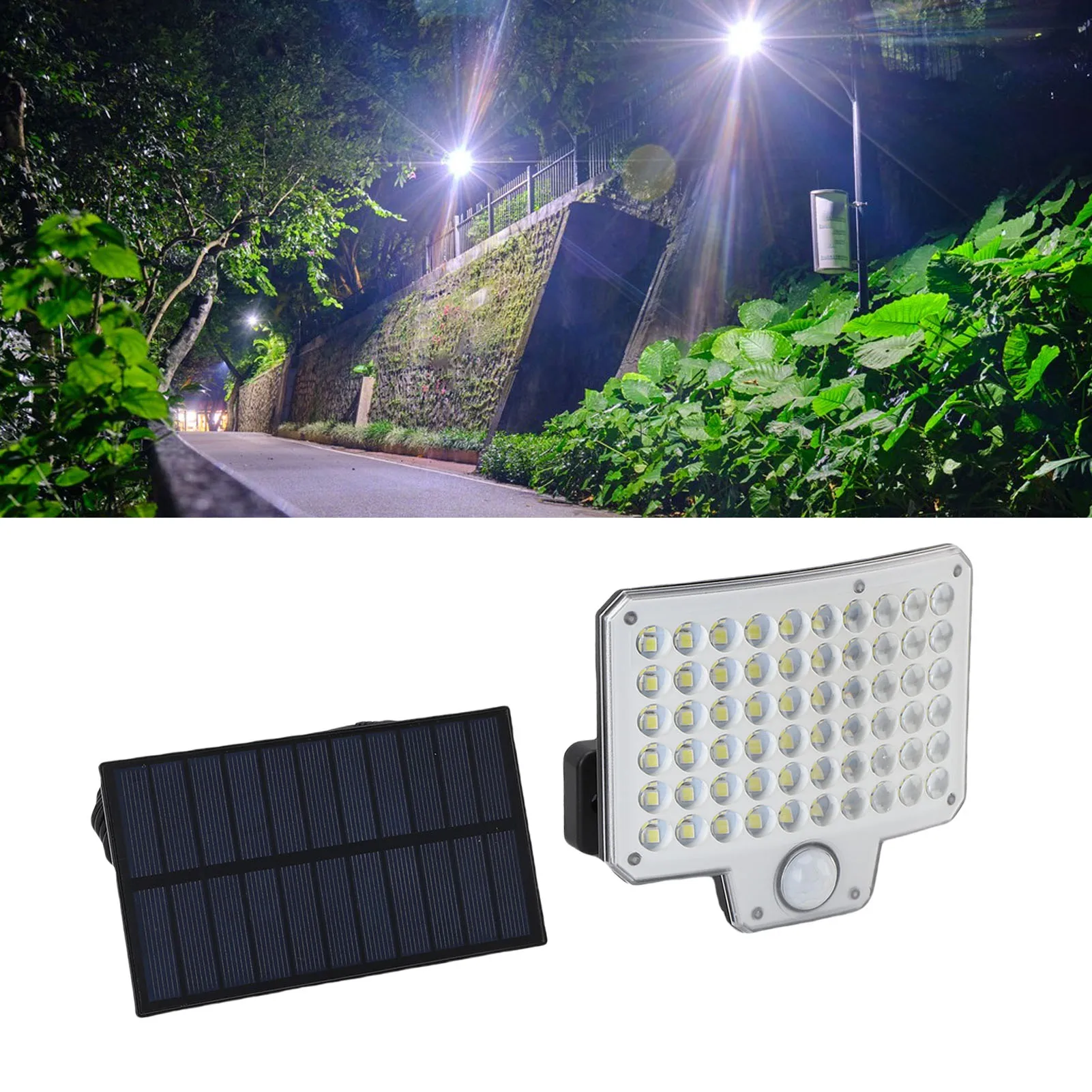 

Solar Fence Light 240 LEDs Polycrystalline Silicon Panel IP65 Rainproof 3000LM Solar Outdoor Light Motion Sensor for Backyard