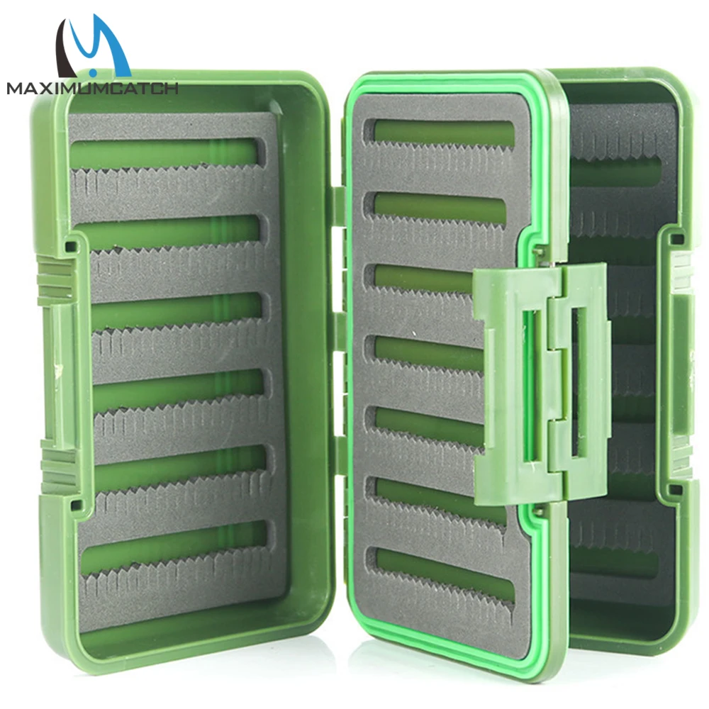 

Maximumcatch Waterproof Slit Foam Fly Fishing Box With Swing Leaf Plastic Fly Box Olive Green Color