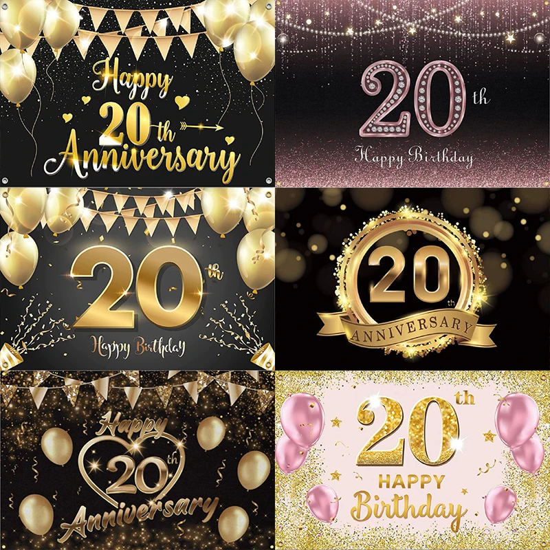 Decoration Party Backdrop Wall Happy 20th Birthday The Breath of Youth Custom Prince Princess Photography Man Woman Banner Photo