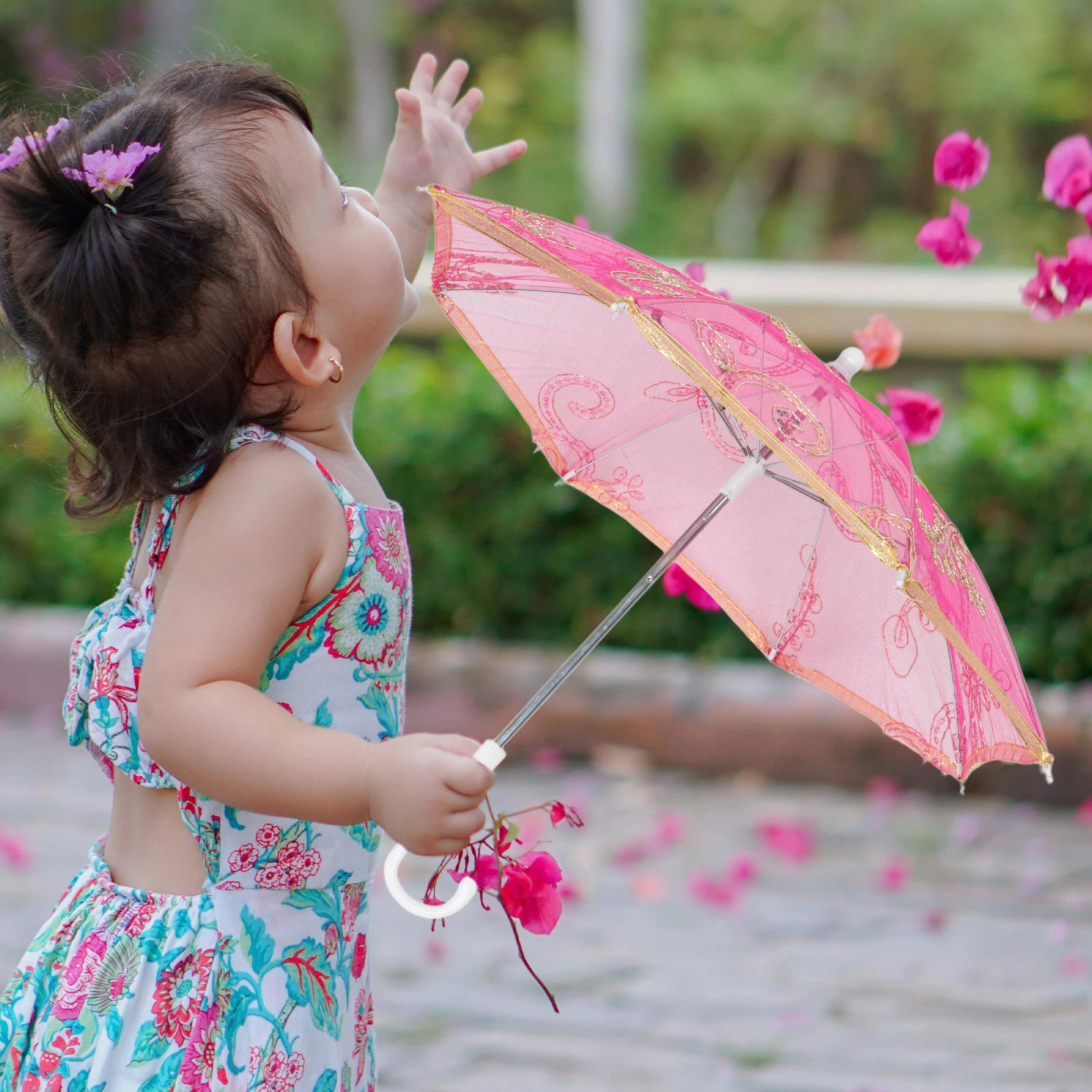 

Dancing Lace Umbrella Decorative Folding Convenient High Quality Hand Metal Children's Photo