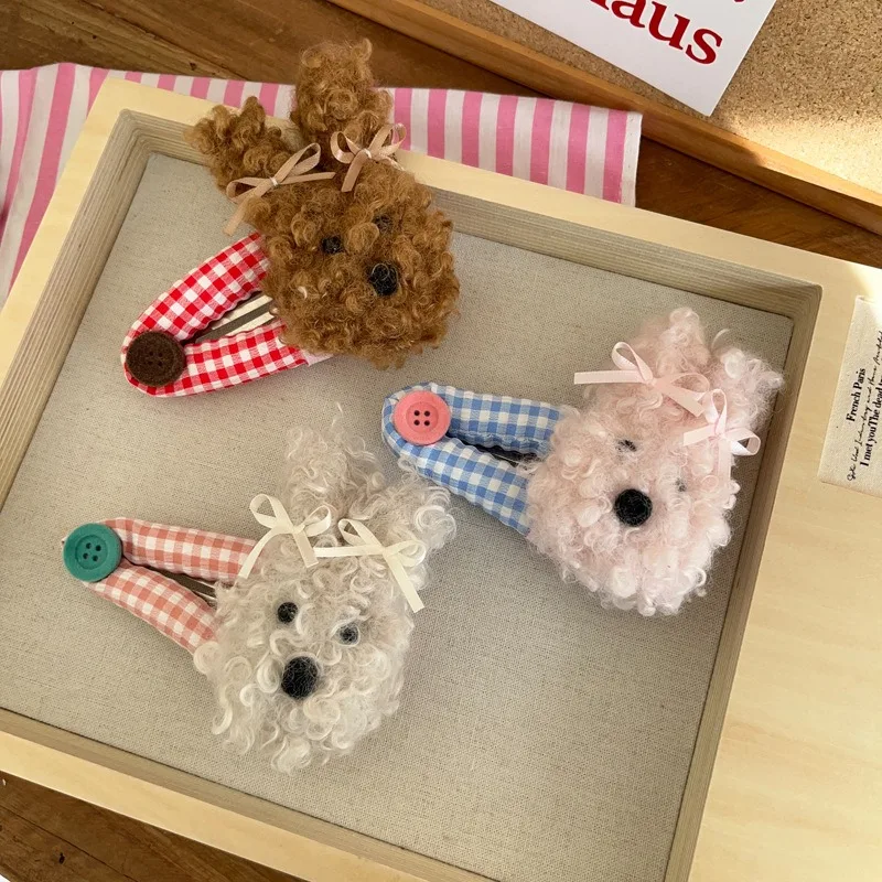 

Cute Curly Rabbit Large BB Clip Plaid Fabric Sponge with Bow for Side Bangs Non Slip Lightweight Premium Daily Wear Headwear