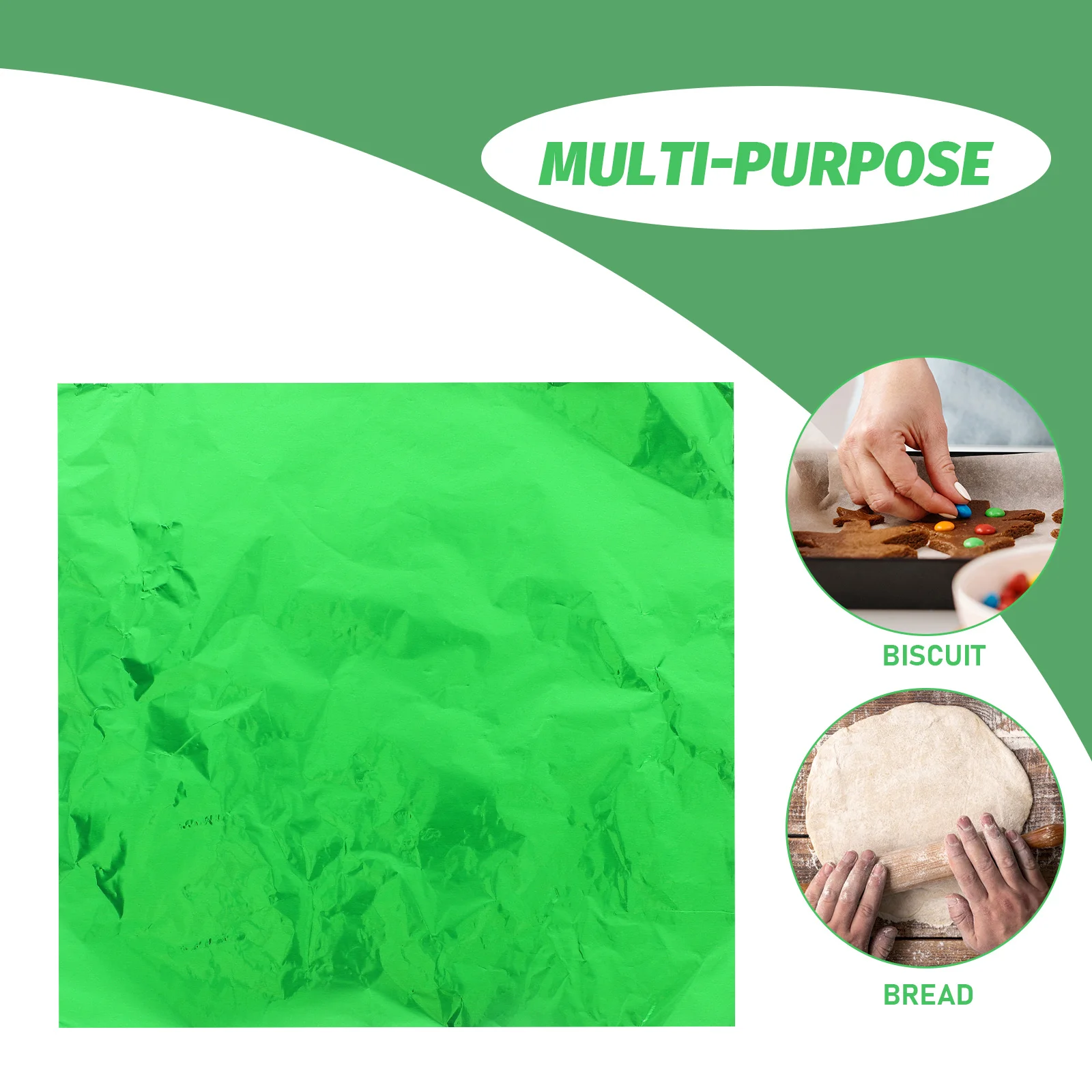 

100pcs Food Packaging Aluminum Bbq Tin Foil For Home Kitchen Outdoor Party Use Green Candy Wrapper Chocolate Tea Foil