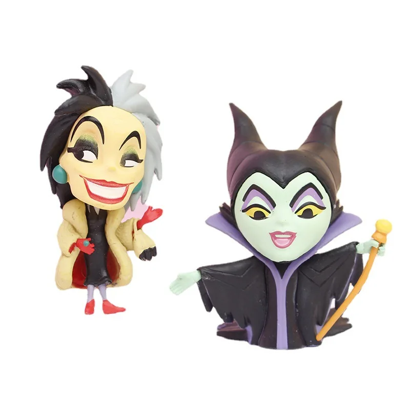 6Pcs Disney Princess Villain Series Bad Witch Black Lady Maleficent Evil Queen Ursula Action Figure GK Model Ornament Kids Toys