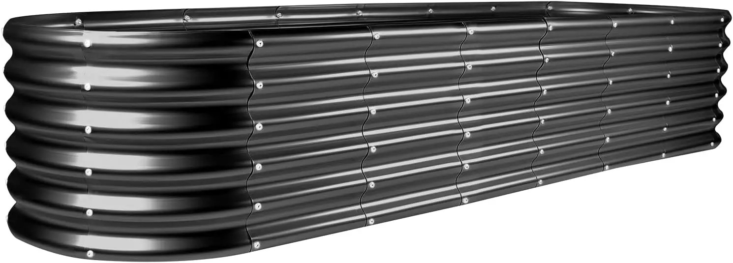 

8×2×1.5ft Galvanized Raised Garden Bed Kit Raised Garden Boxes Outdoor Oval Metal Raised Garden Beds for Vegetables Gray