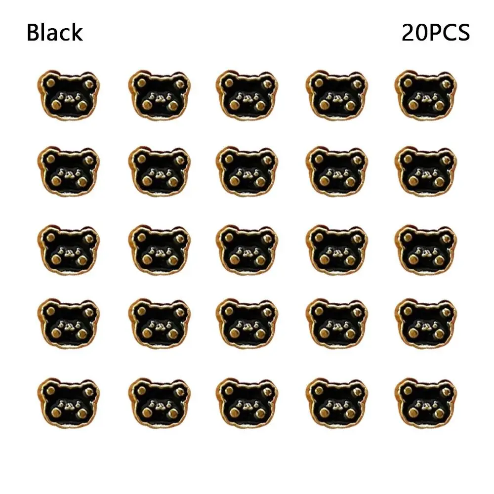 20pcs High Quality 6.5mm Bear Head Buttons Mini Metal Doll Coat Buckle Handmade Ultra-small Buckle DIY Doll Clothes Accessories