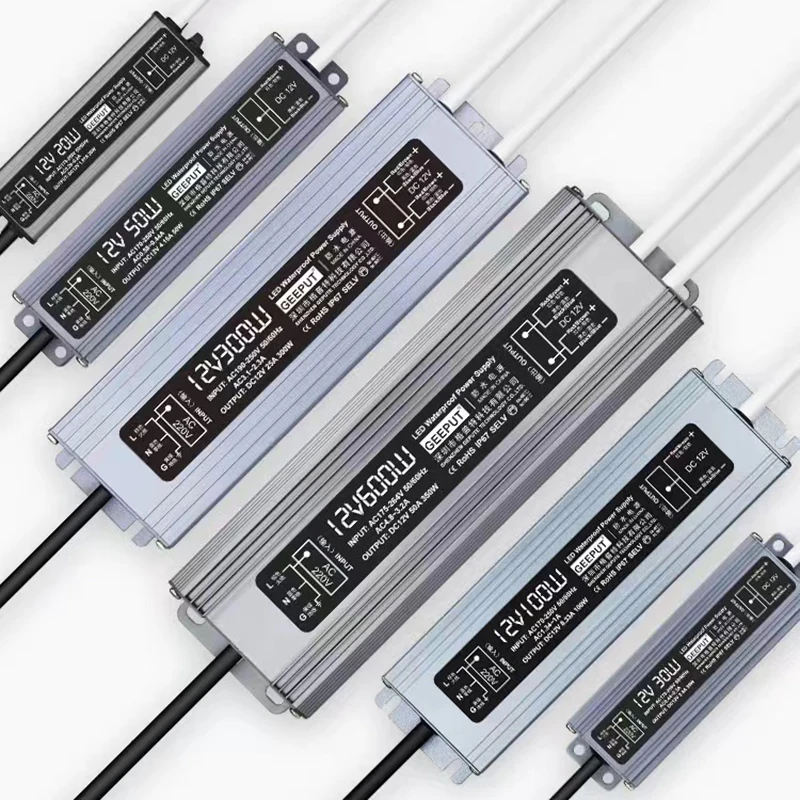 Ultra Thin LED Lighting Transformers LED Driver Waterproof LED Power Supply 110V/220V to DC 12V, 20W/30W/40W/50W/60W/80W/100W