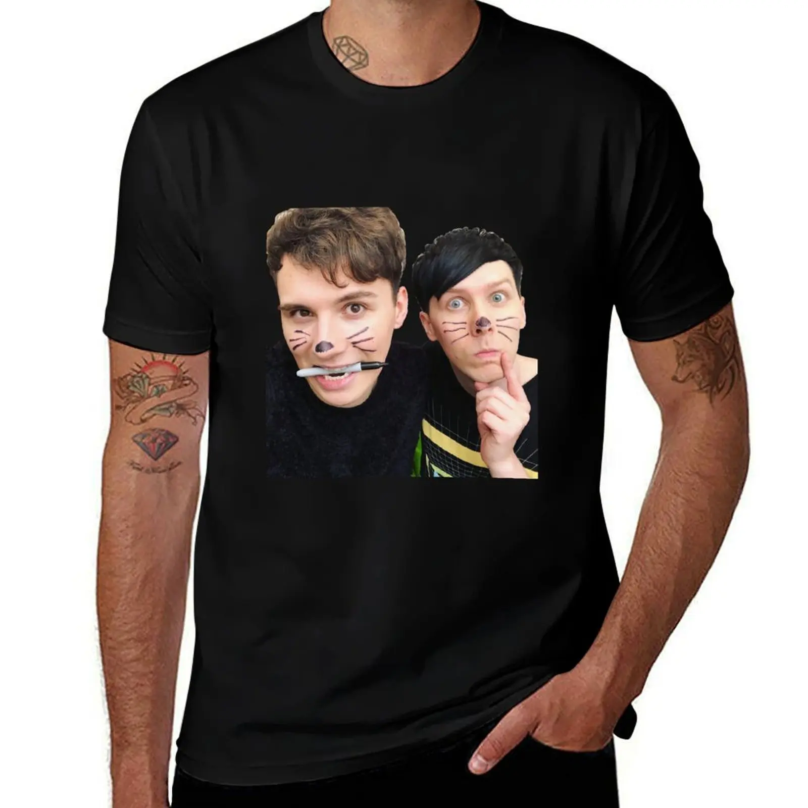 

Dan and Phil T-Shirt Abstract Pattern Print Top