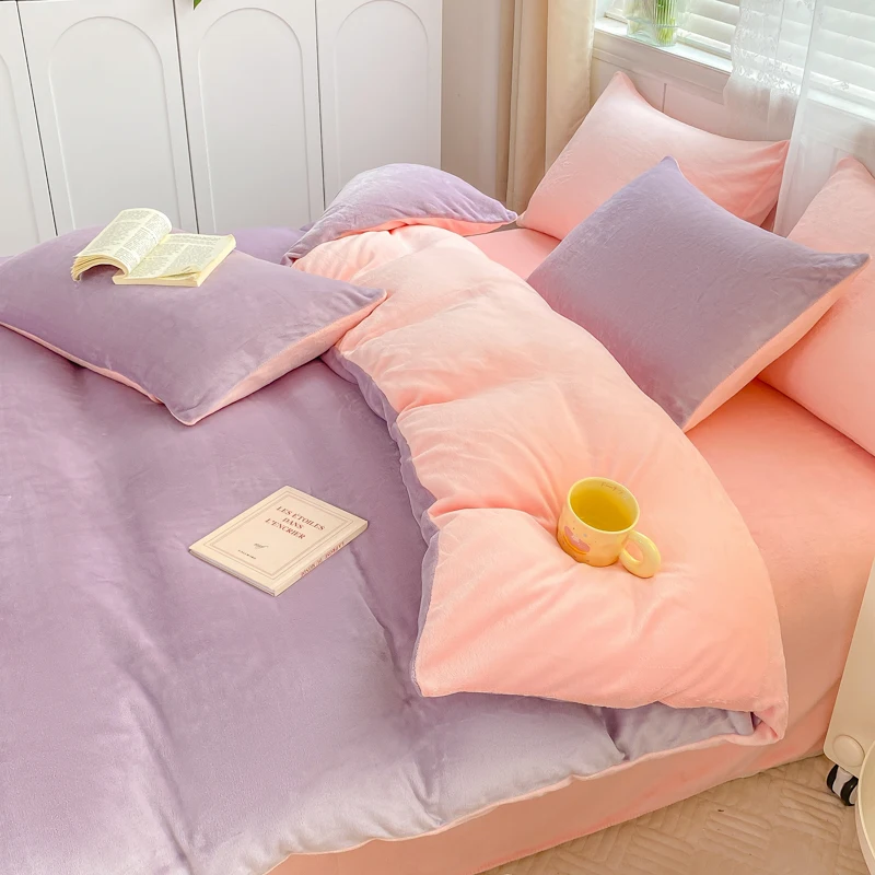 Milk Velvet Duvet Cover Only, Double Sided Plush Solid Color Quilt Cover, Autumn Winter Warm Flannel Bedding Comforter Cover 1PC