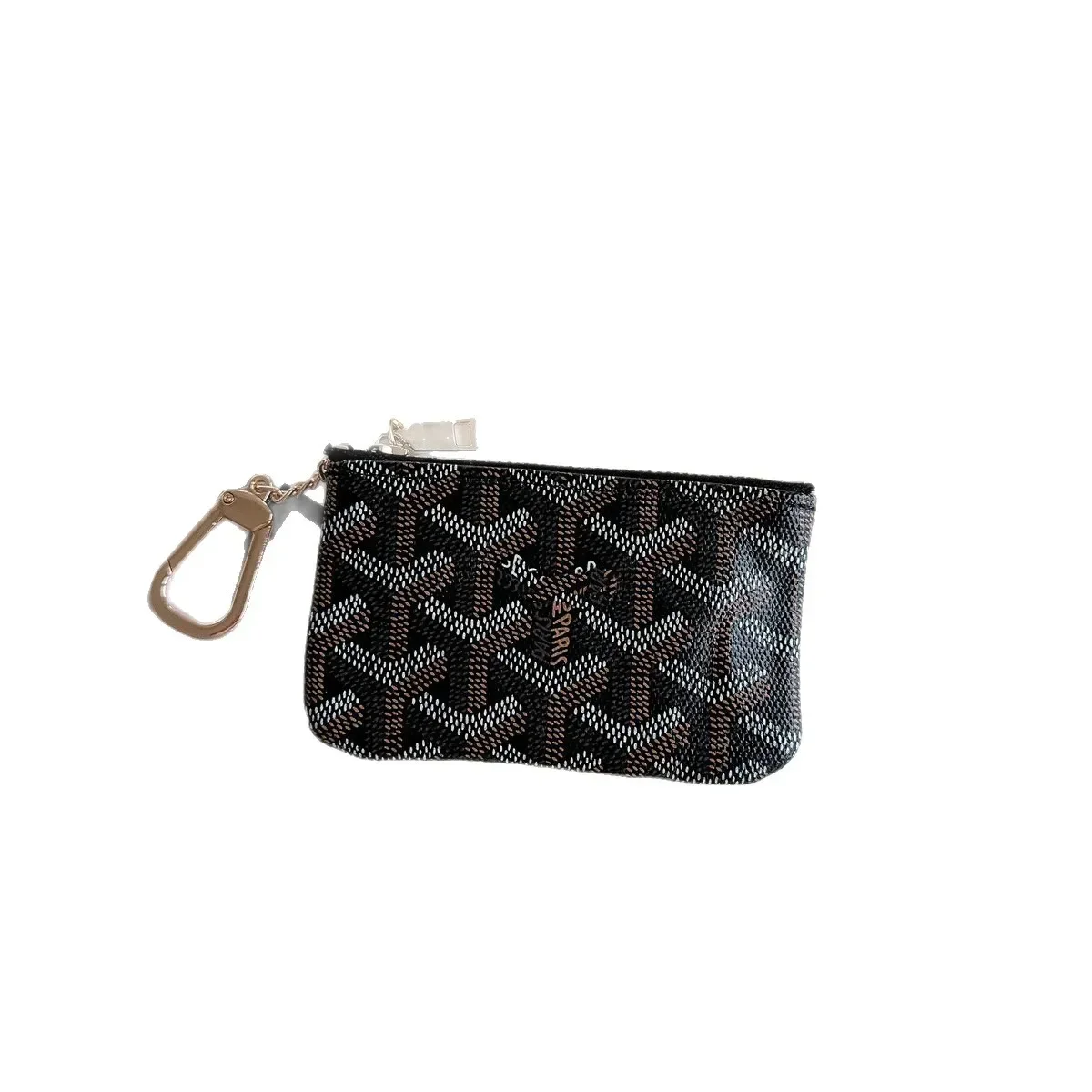 

Higth End Trendy Dog Tooth Metal Chain Card Holder Storage Wallet Unisex Minimalist Style Polyurethane Letter Pattern Coin Purse
