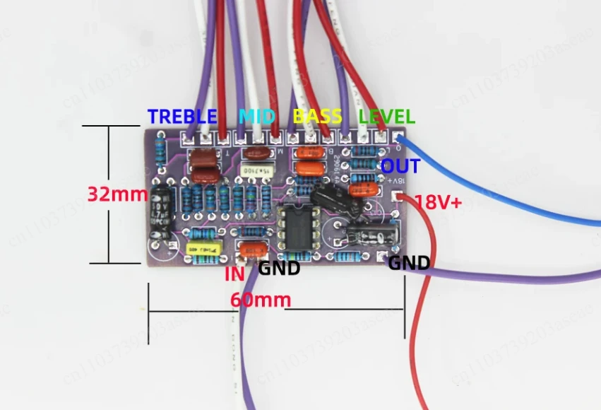 RB400 3-Band EQ Preamp Circuit Board Built-in Front Stage Pickup Circuit DIY Modification Upgrade Parts for Electric Bass Guitar