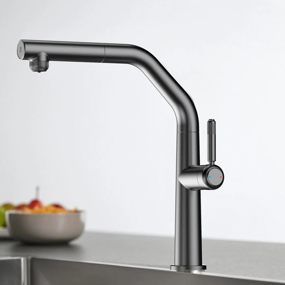 Gray Pull Out Kitchen Faucet SUS304 Crane For Kitchen Deck Mount chrome Water Filter Tap Sink Faucet Mixer 3 Way Kitchen Faucet