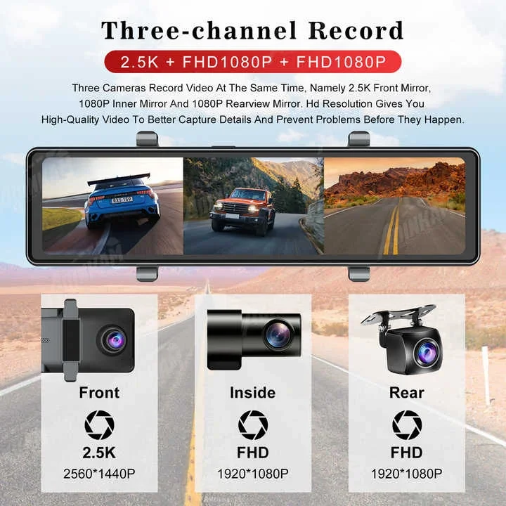 2026 ADINKAM Mirror Dash Cam Car Screen 11.26 Inch 4k Bt Wireless Carplay Touch Screen Android Auto Rearview Reversing Aid Ampli