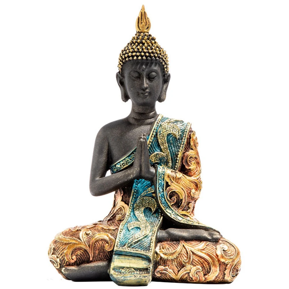 Buddha Statue Thailand Sculpture Resin Handmade Buddhism Hindu Feng Shui Figurine Meditation Home Decor Ornament