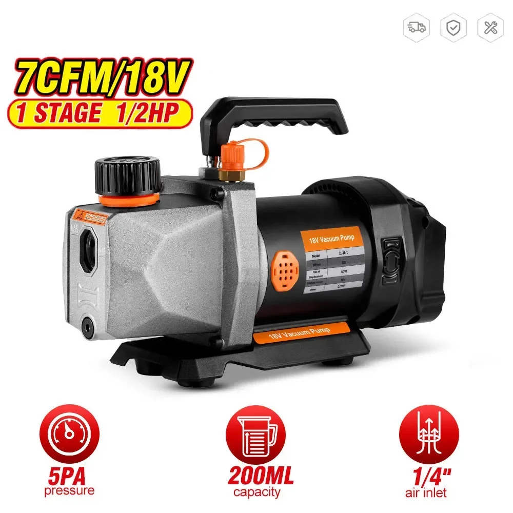 Noreter Cordless Refrigerant Vacuum Pump 7CFM 5PA 1/2HP 1/4 Air Inlet For Household Air Conditioning For Makita 18v Battery