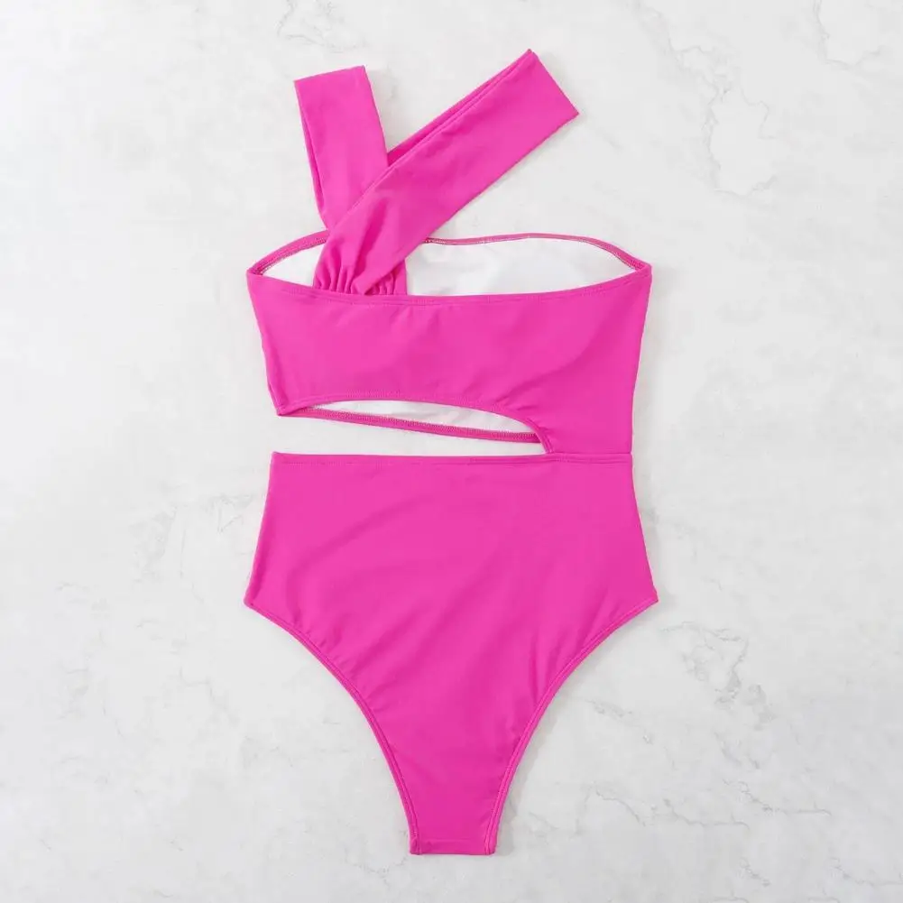 Women Sexy Monokini One Shoulder Hollow Out One-piece Swimwear Push Up Backless Summer Beachwear Bathing Suit