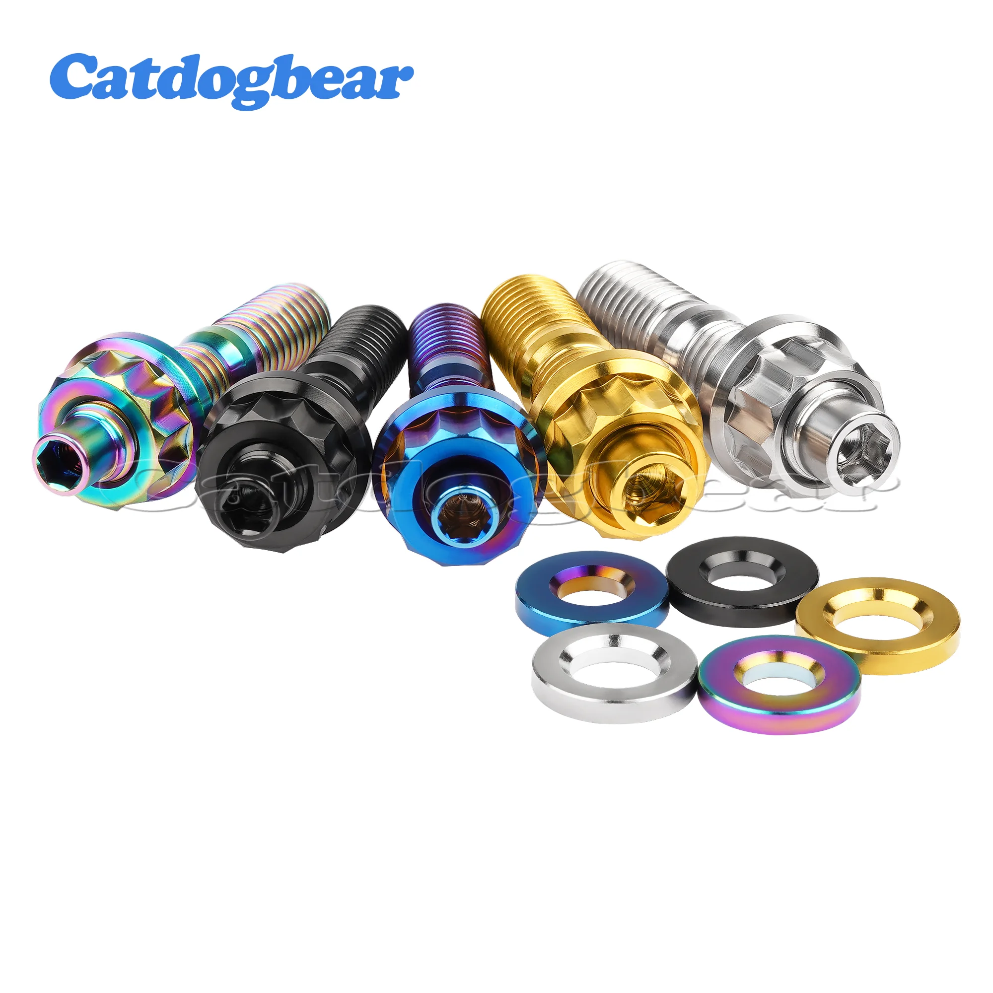 Catdogbear Titanium Bolt 4pcsM8/10x45/54/55/65mm Automotive Exhaust Manifold Stud Kit Pitch 1.25 Screws Nuts Washers Sets