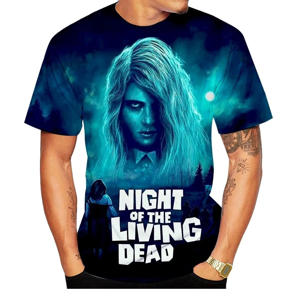 Night of The Living Dead 재미있는 티셔츠, 3D 프린트 호러 티셔츠, 남녀공용, 캐주얼 O 칼라, 반팔, 개성 있는 상의