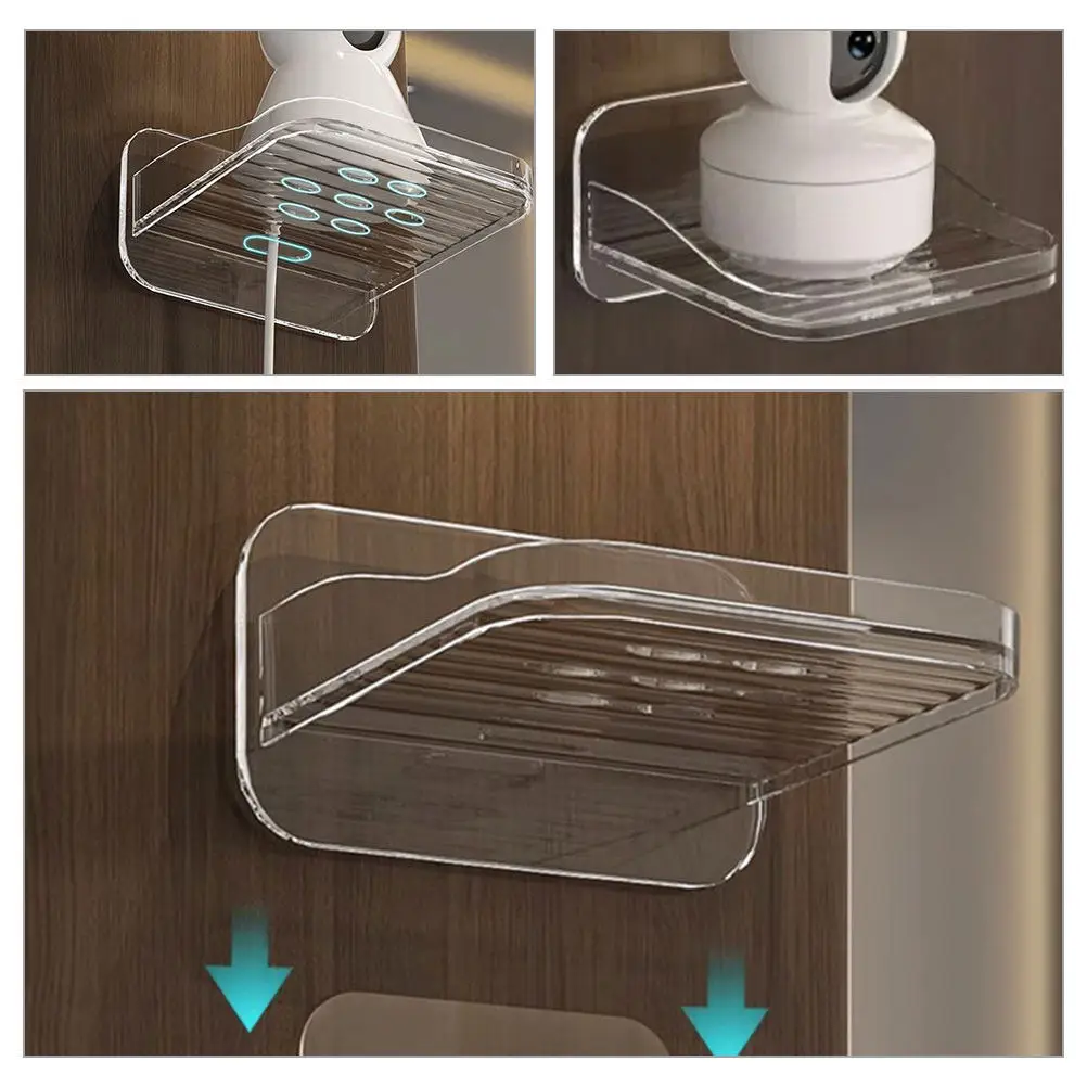 2Pcs No Drill Camera Wall Mount Shelf Space Saving Holder for Living Room Entryway Router Equipment Holder for Security Camera