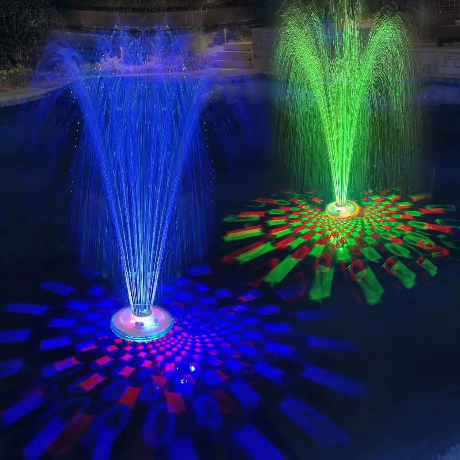 

Floating Pool Fountain with Underwater Light Show,Pool Water Fountain Rechargeable Battery Powered,2 Spray Modes Pool