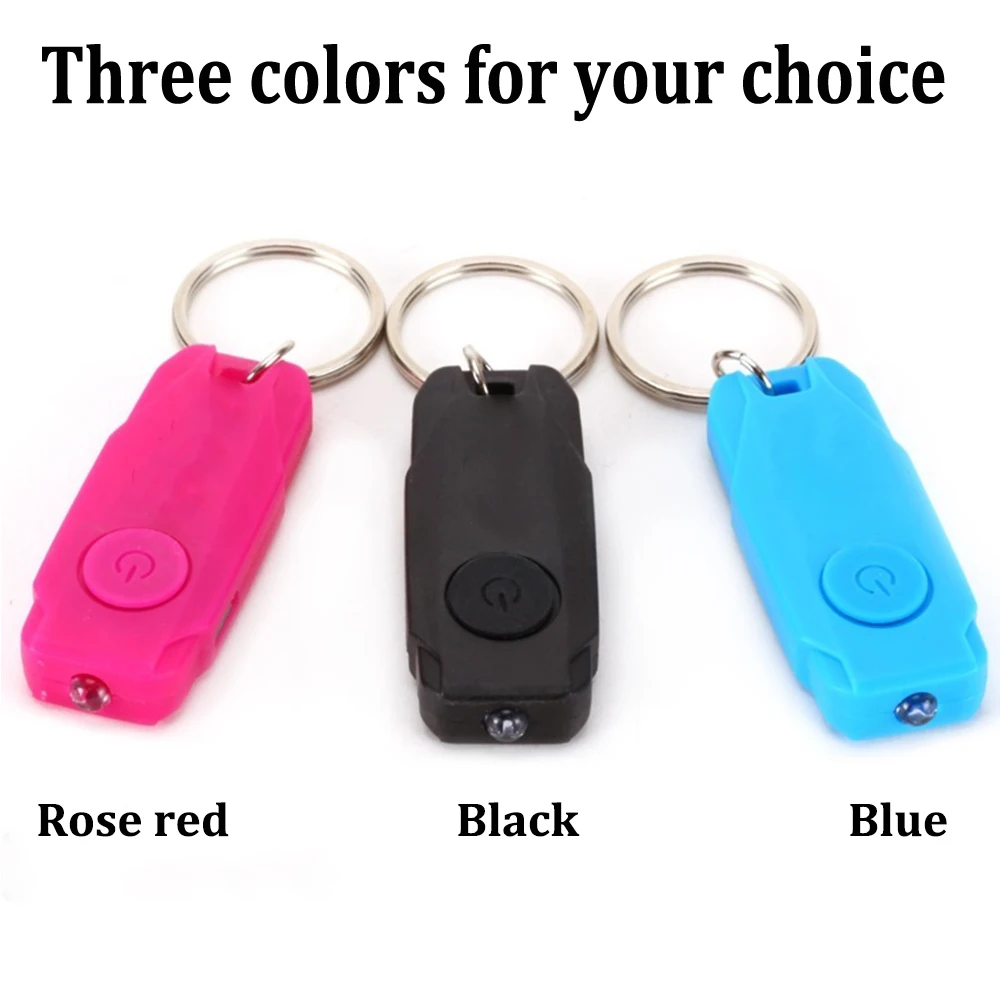 Mini Keychain LED Flashlight Portable USB Rechargeable Torch Pet Colored Outdoor Emergency LED Light For Cycling Walking Jogging