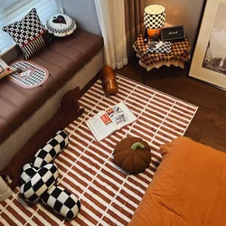 Retro Square Brick Living Room Floor Mat Home Coffee Table Rug Light Luxury Cloakroom Non-slip Soft Bedroom Bed Lounge Carpet