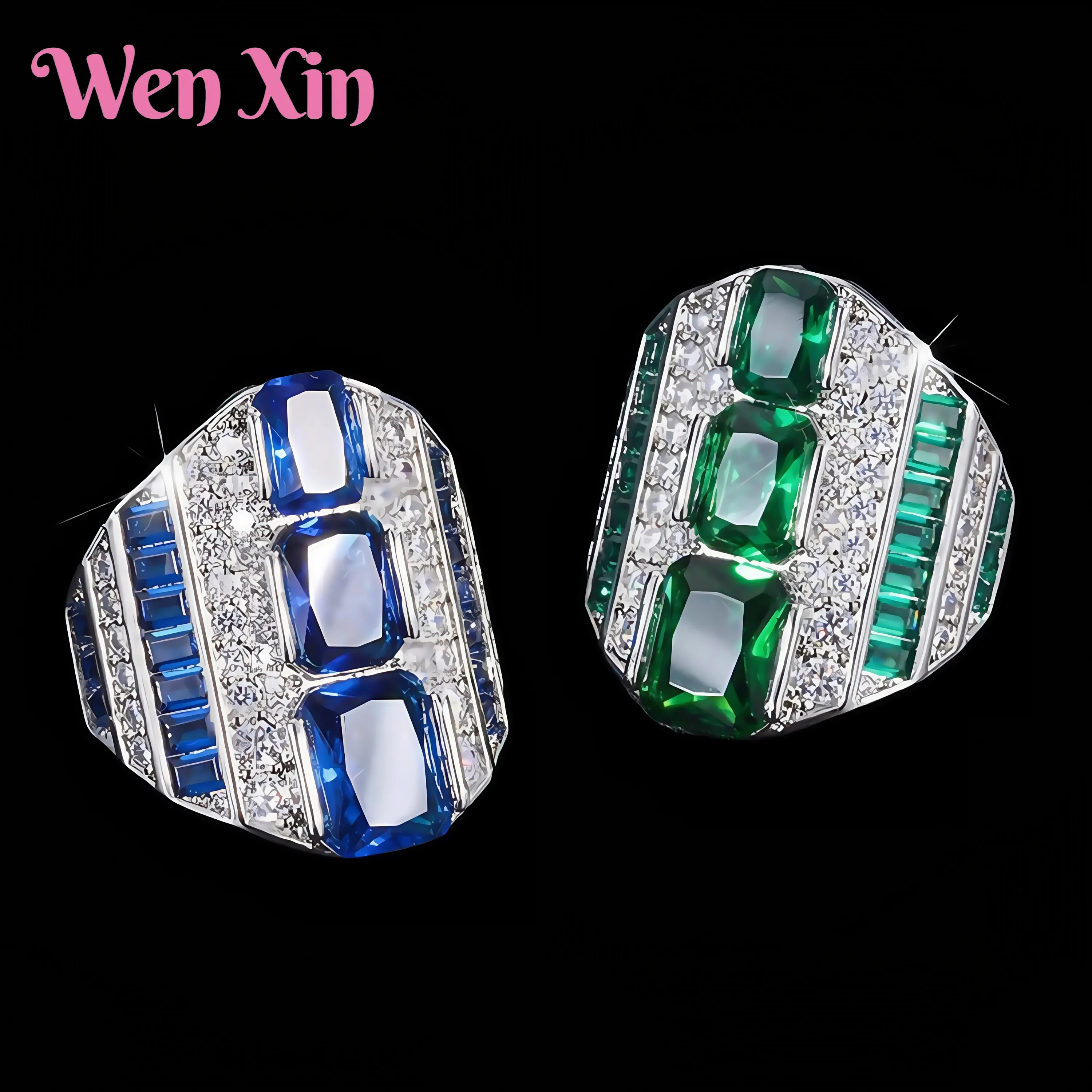 

WENXIN Brand MUSHAN MCT Top Quality Gemstone Emerald Opening Ring Fashion Jewelry Accessories Women Fine Jewelry