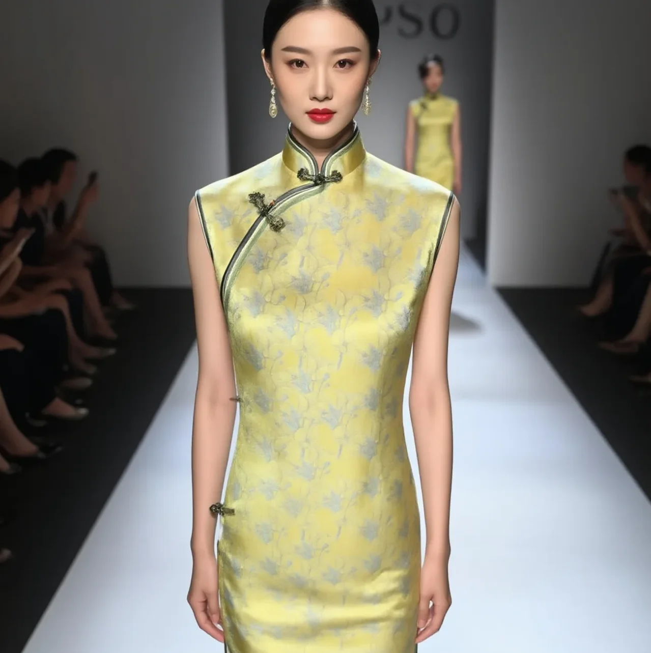 

Natural 100% pure ramie cloth yellow flower mirror inch women's long skirt printed dress robe summer thin DIY hand sewing 0.5cm