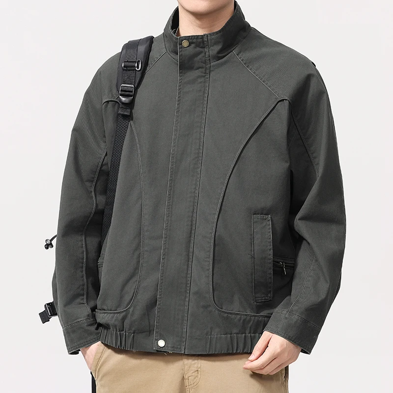 

Spring 2025 Men's Casual Cotton Jaet Loose Fit Classic American Retro Workwear Sle Long Sve Breathable Outerwear