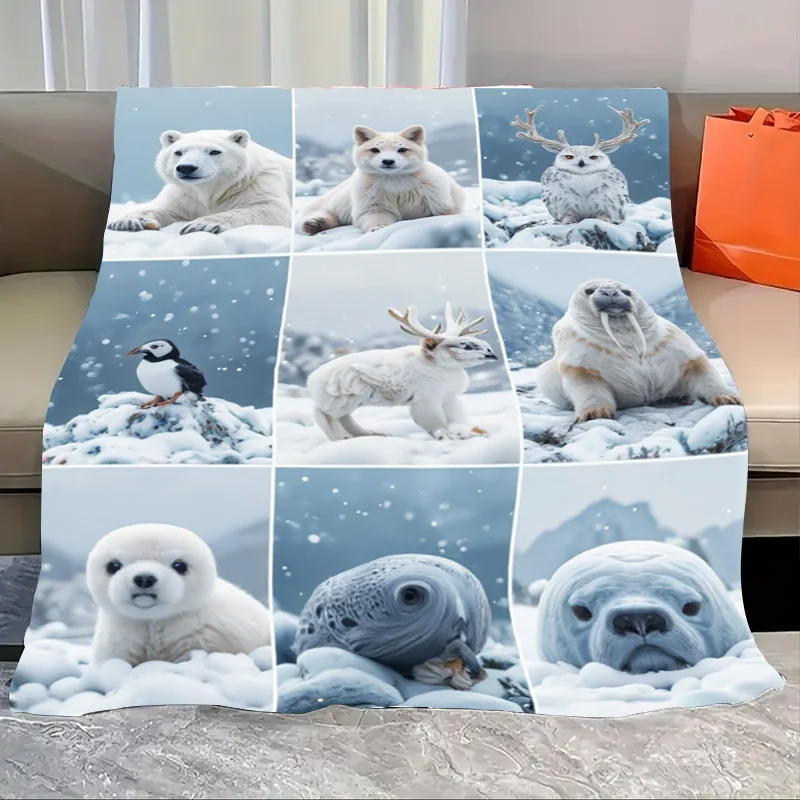 

Flannel Blanket-Soft Lightweight All-season Cute Arctic Animals Print Soft Cozy Baby Blanket for Winter