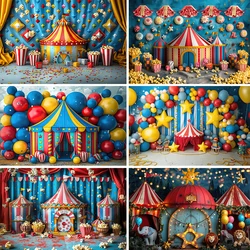 Bonvvie Circus Party Theme Background Newborn Birthday Cake Smsah Gift Carnival Custom Photography Balloon Portrait Decoration
